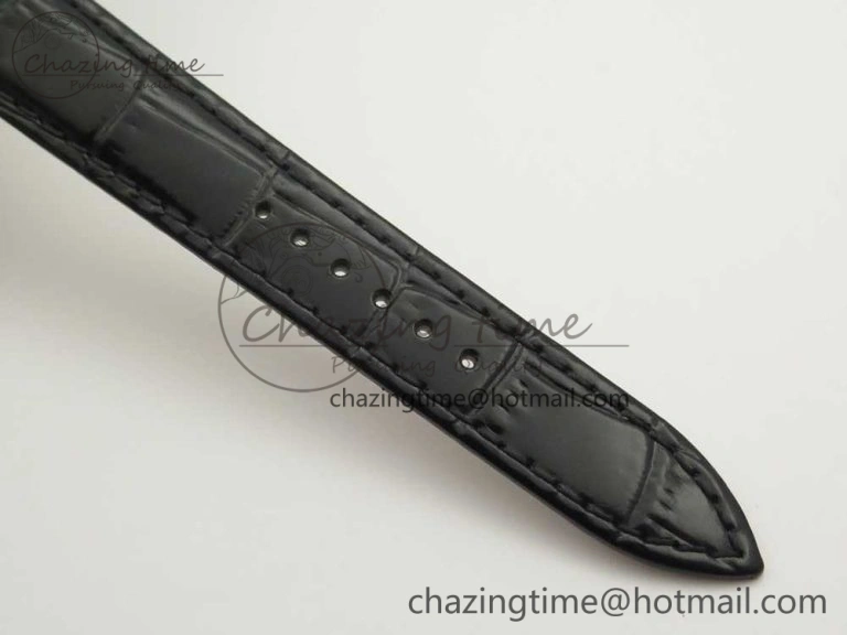 Rendez-Vous Night & Day SS ZF 1:1 Best Edition White Textured Dial Diamonds Bezel on Black Leather Strap A898