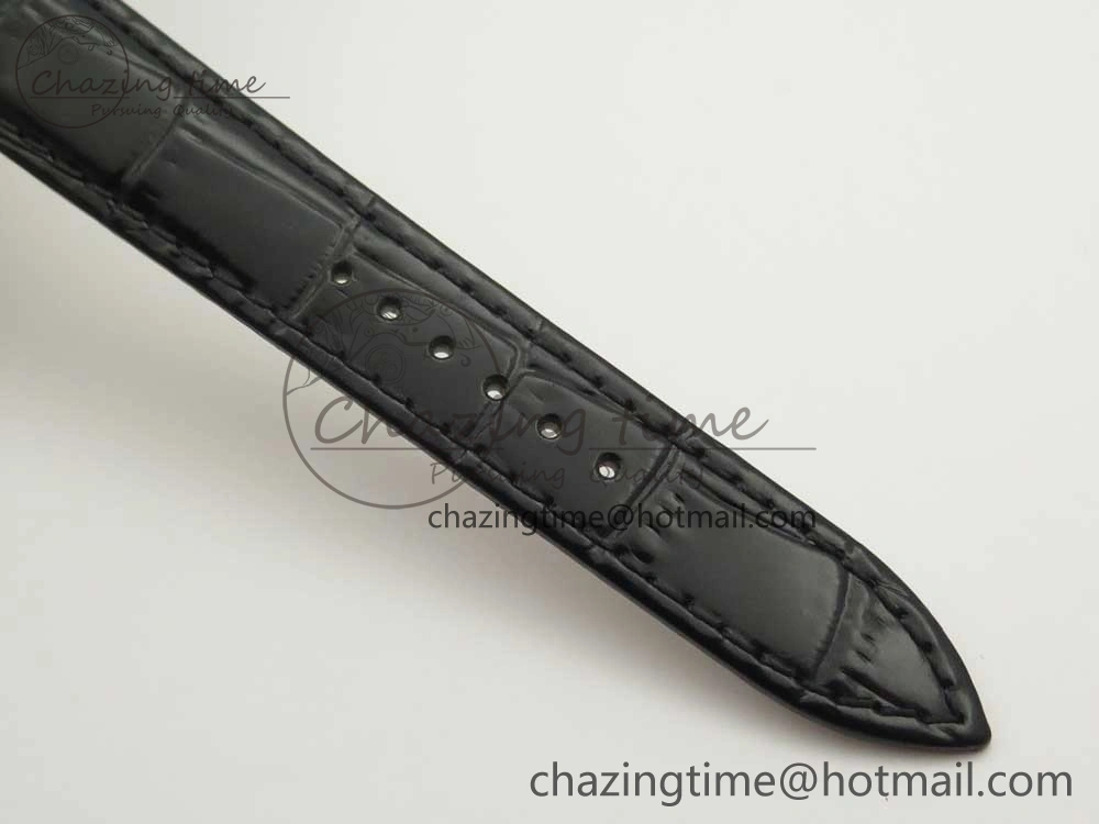 Rendez-Vous Night & Day SS ZF 1:1 Best Edition White Textured Dial Diamonds Bezel on Black Leather Strap A898
