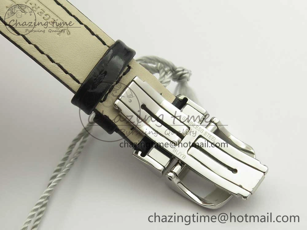 Rendez-Vous Night & Day SS ZF 1:1 Best Edition White Textured Dial Diamonds Bezel on Black Leather Strap A898
