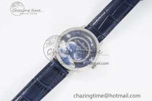 Rendez-Vous Star SS KZF 1:1 Best Edition Blue Star Dial Diamonds Bezel on Blue Leather Strap A734