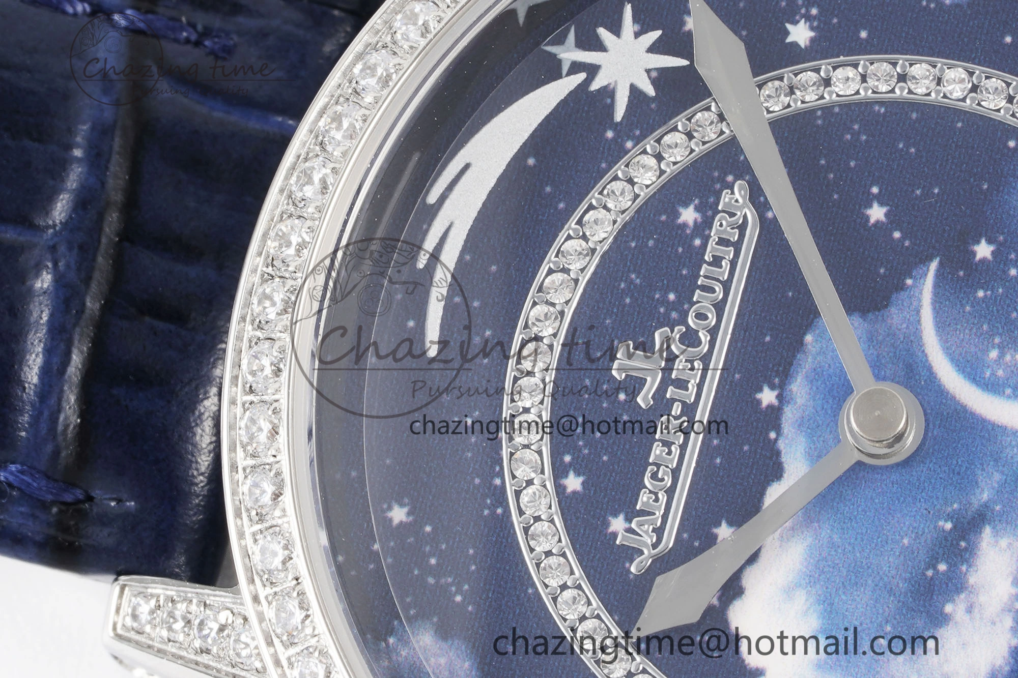 Rendez-Vous Star SS KZF 1:1 Best Edition Blue Star Dial Diamonds Bezel on Blue Leather Strap A734
