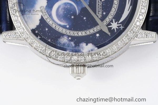 Rendez-Vous Star SS KZF 1:1 Best Edition Blue Star Dial Diamonds Bezel on Blue Leather Strap A734