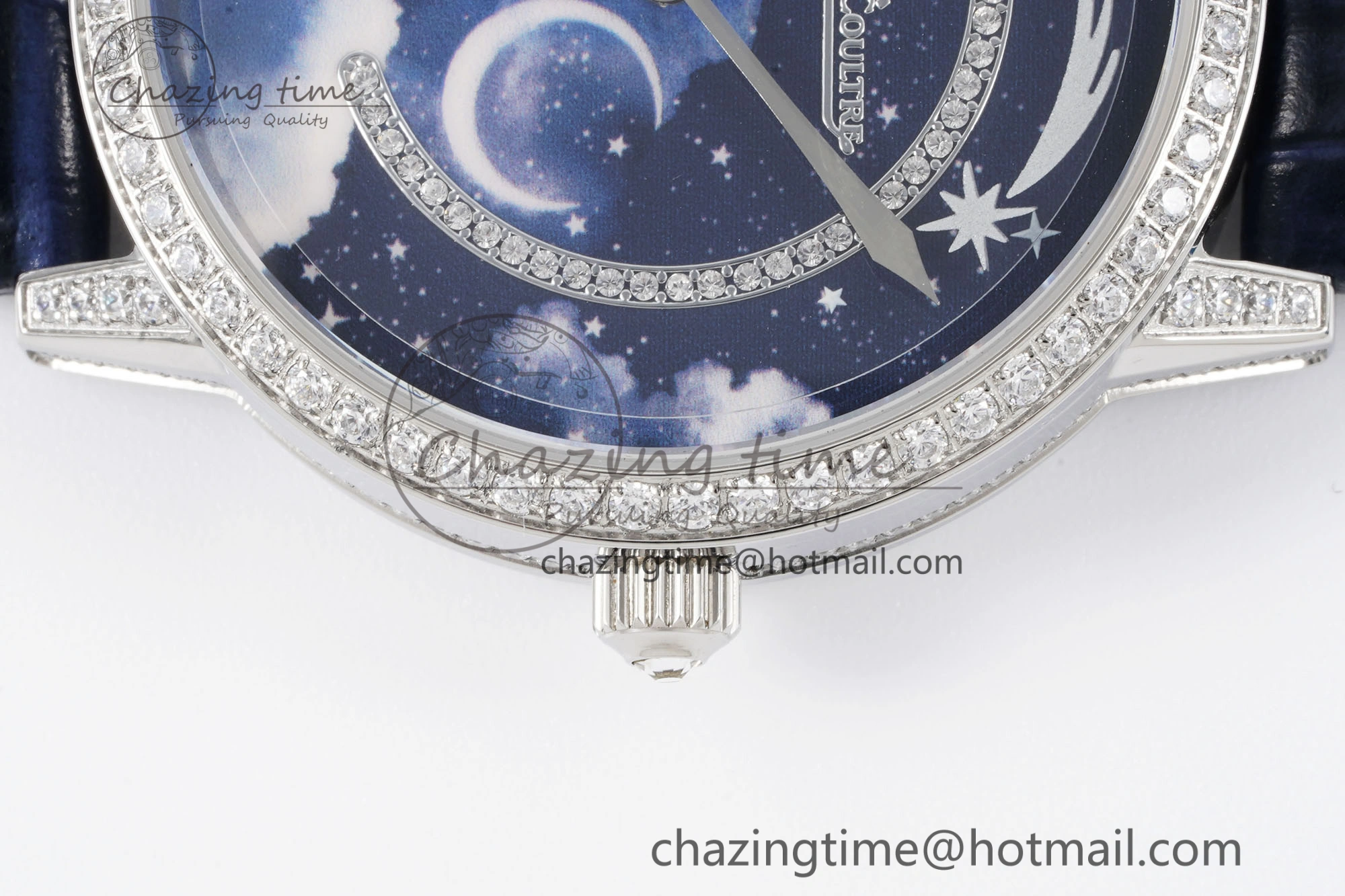 Rendez-Vous Star SS KZF 1:1 Best Edition Blue Star Dial Diamonds Bezel on Blue Leather Strap A734