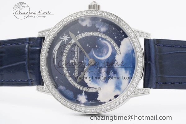 Rendez-Vous Star SS KZF 1:1 Best Edition Blue Star Dial Diamonds Bezel on Blue Leather Strap A734