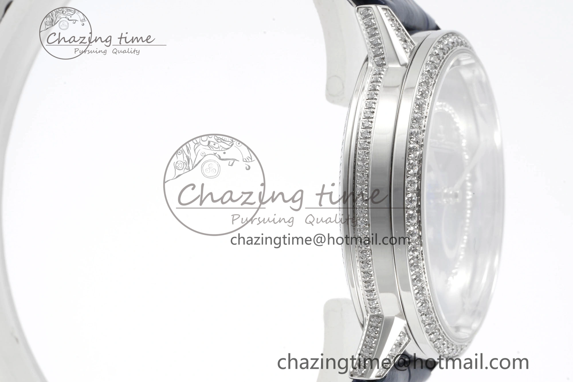 Rendez-Vous Star SS KZF 1:1 Best Edition Blue Star Dial Diamonds Bezel on Blue Leather Strap A734