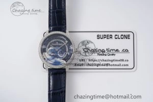 Rendez-Vous Star SS KZF 1:1 Best Edition Blue Star Dial Diamonds Bezel on Blue Leather Strap A734