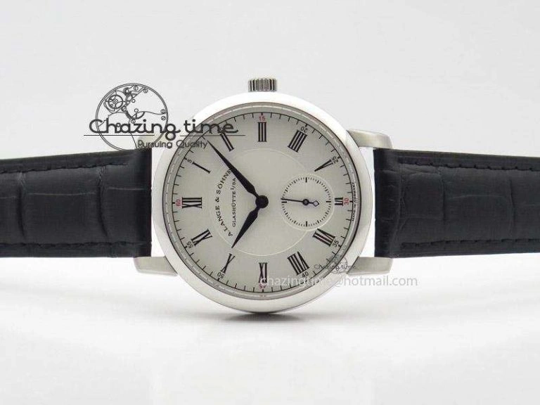 Richard Lange MK Best Edition SS White Dial Roman Markers Sec@6 On Black Leather Strap A88275