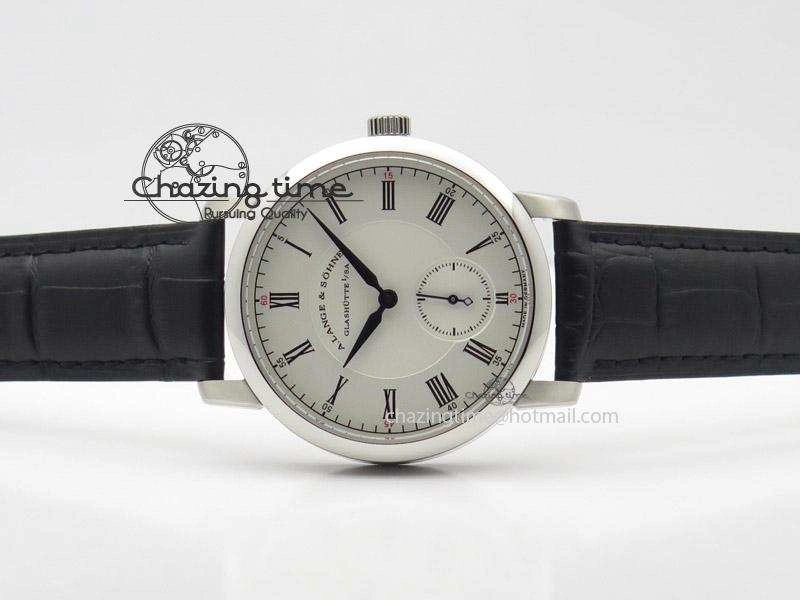 Richard Lange MK Best Edition SS White Dial Roman Markers Sec@6 On Black Leather Strap A88275