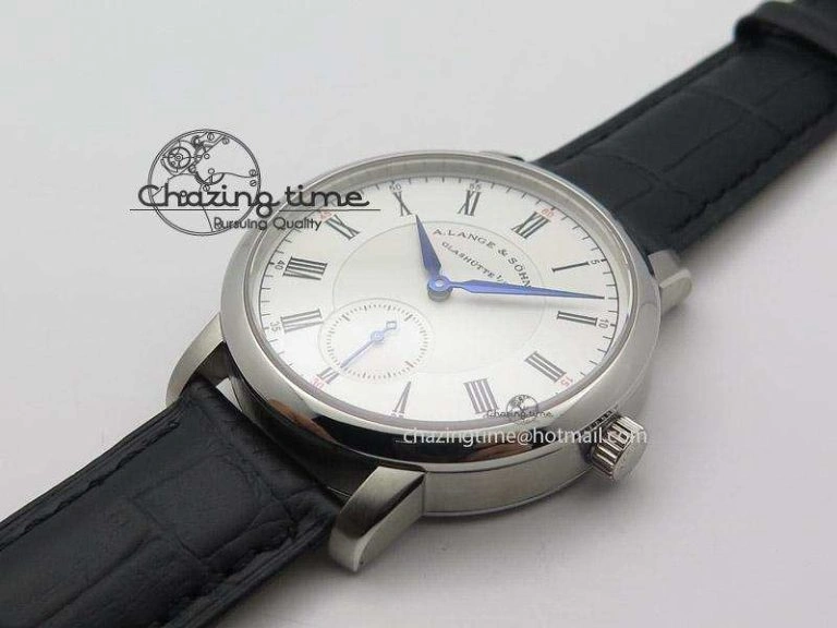 Richard Lange MK Best Edition SS White Dial Roman Markers Sec@6 On Black Leather Strap A88275