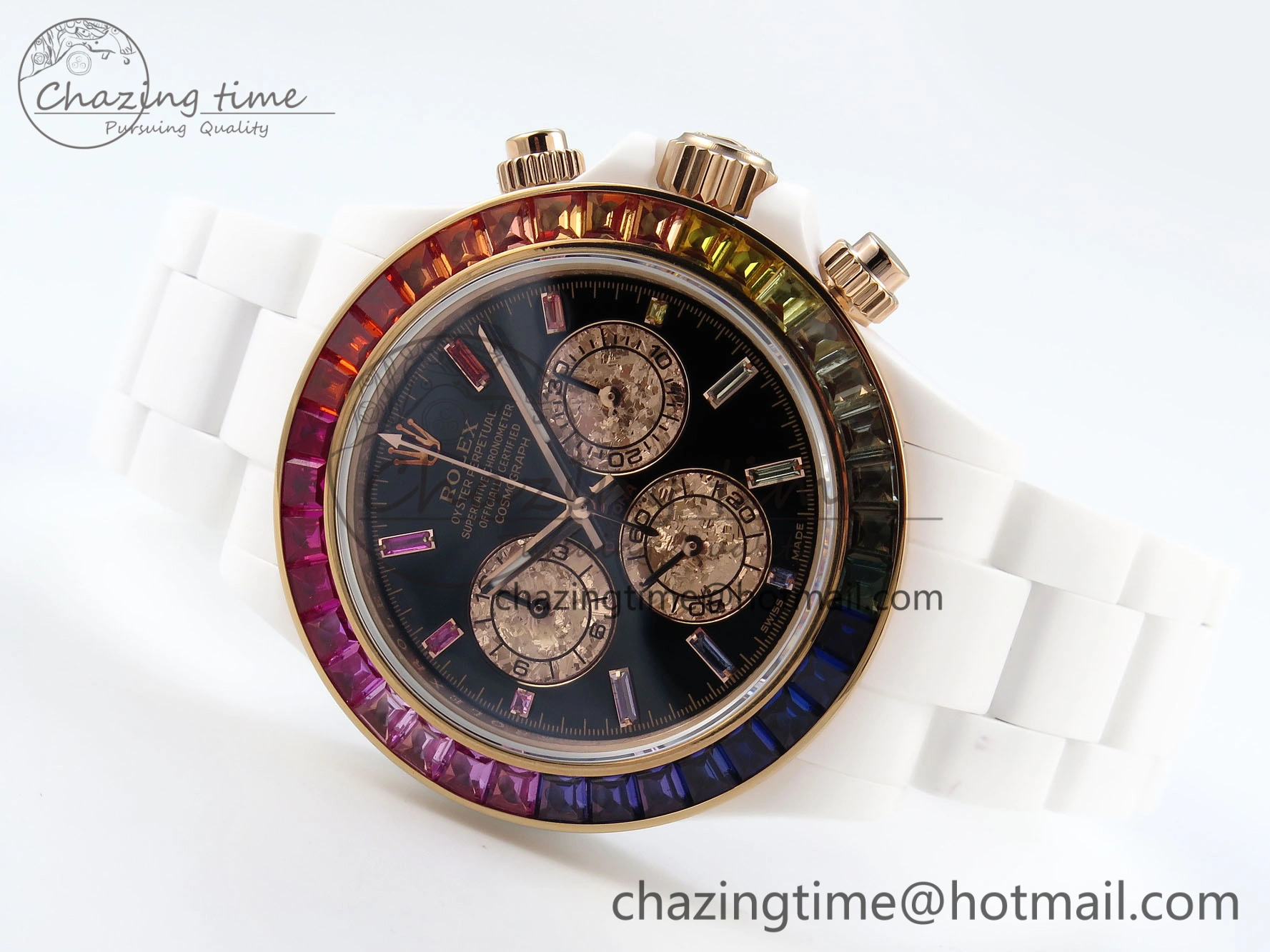 Rolex Daytona Rainbow 40mm Cer Cer Black Dial NOOB SA4130 Super Clone