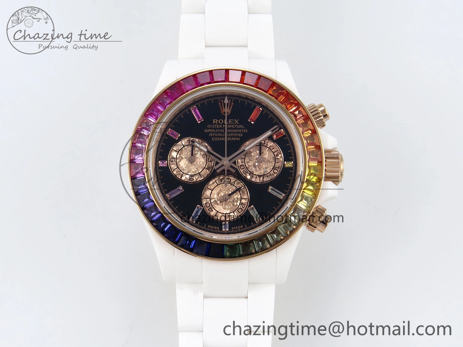 Rolex Daytona Rainbow 40mm Cer Cer Black Dial NOOB SA4130 Super Clone