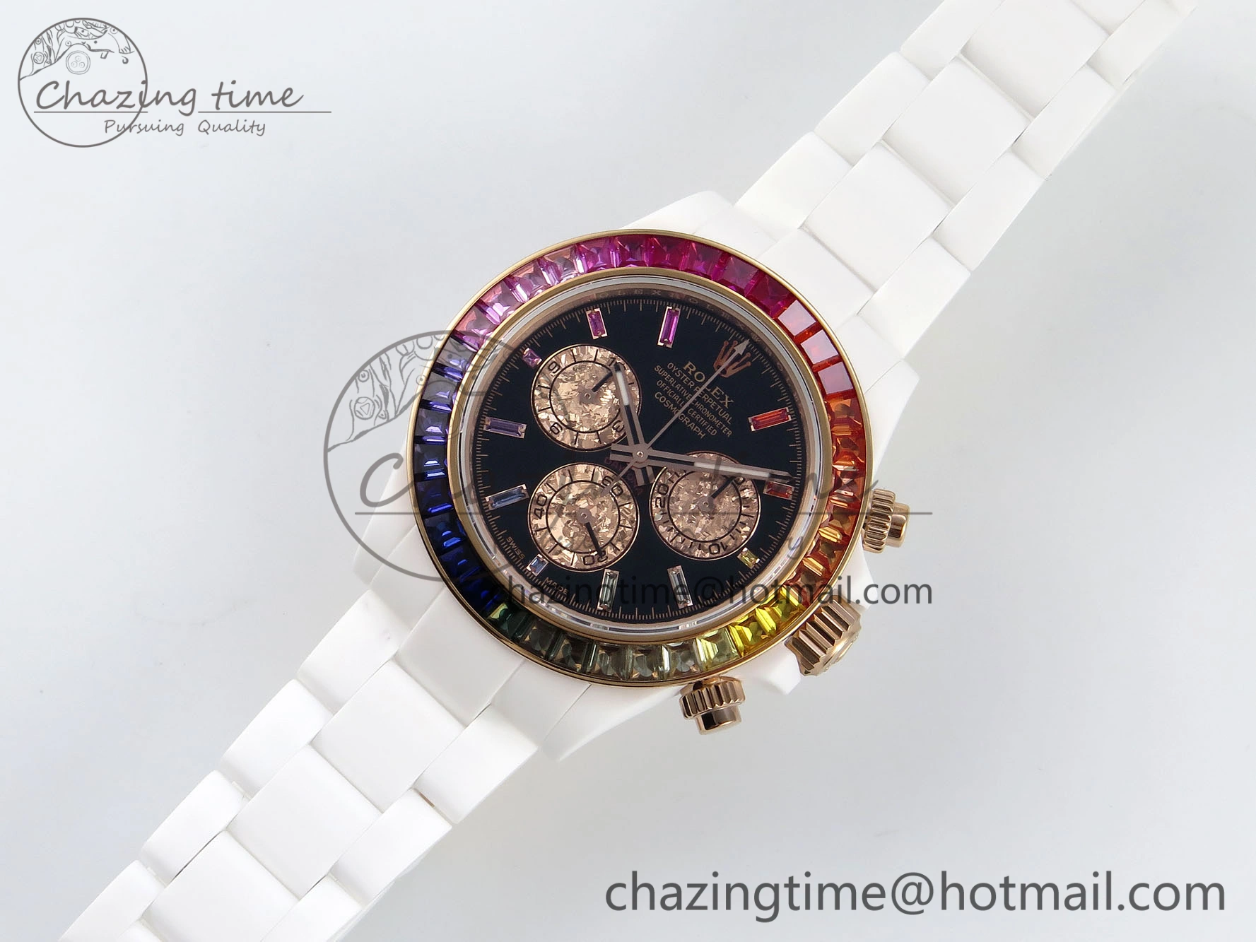 Rolex Daytona Rainbow 40mm Cer Cer Black Dial NOOB SA4130 Super Clone