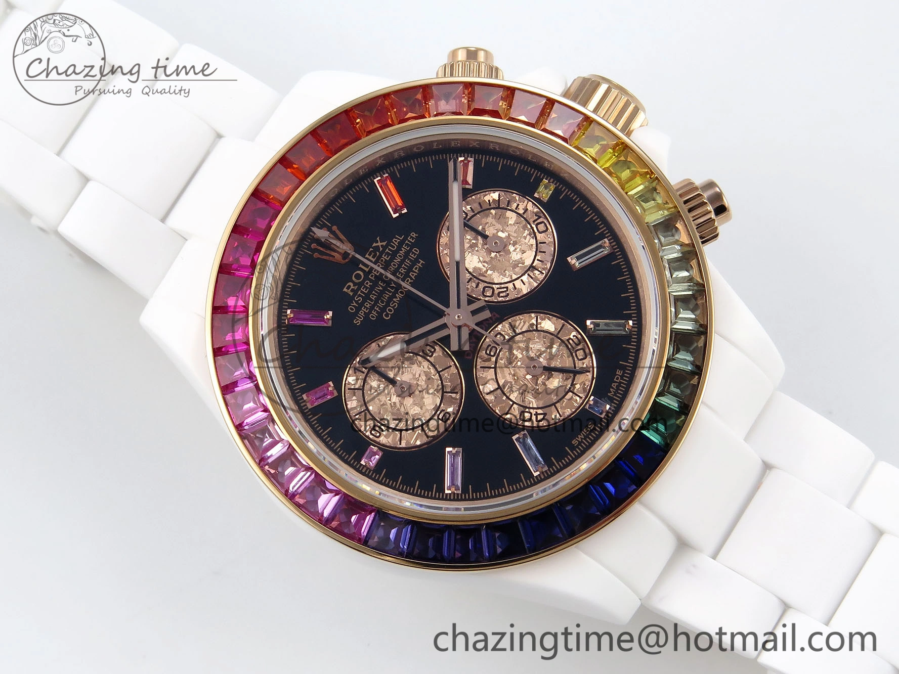 Rolex Daytona Rainbow 40mm Cer Cer Black Dial NOOB SA4130 Super Clone