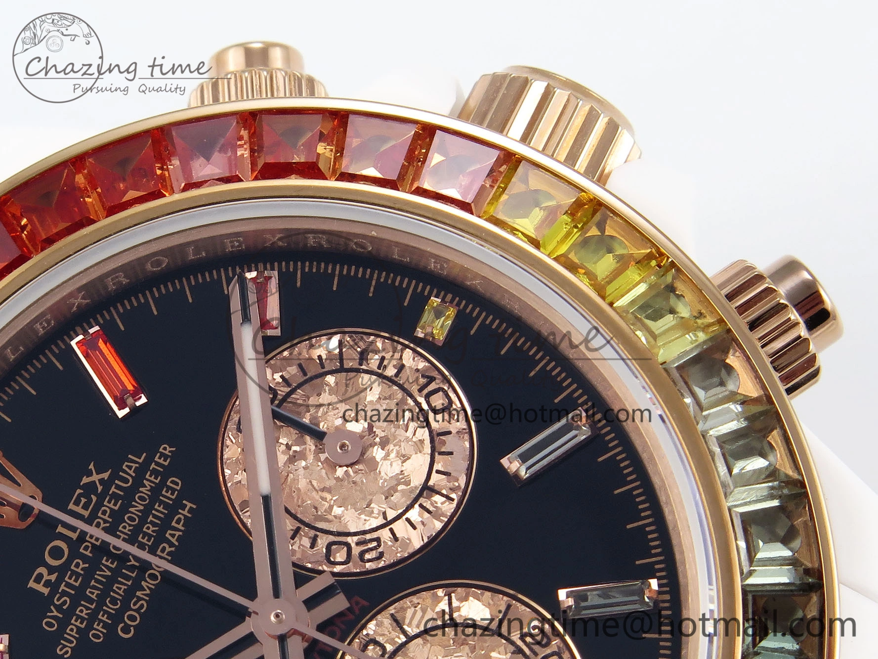 Rolex Daytona Rainbow 40mm Cer Cer Black Dial NOOB SA4130 Super Clone