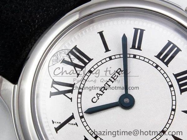 Ronde De Cartier 29mm DRF 1:1 Best Edition Sandblasted Silver-Plated White Dial on Black Leather Strap Ronda Quartz