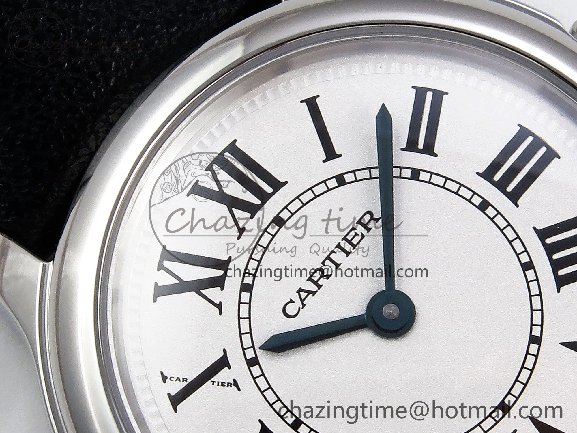 Ronde De Cartier 29mm DRF 1:1 Best Edition Sandblasted Silver-Plated White Dial on Black Leather Strap Ronda Quartz