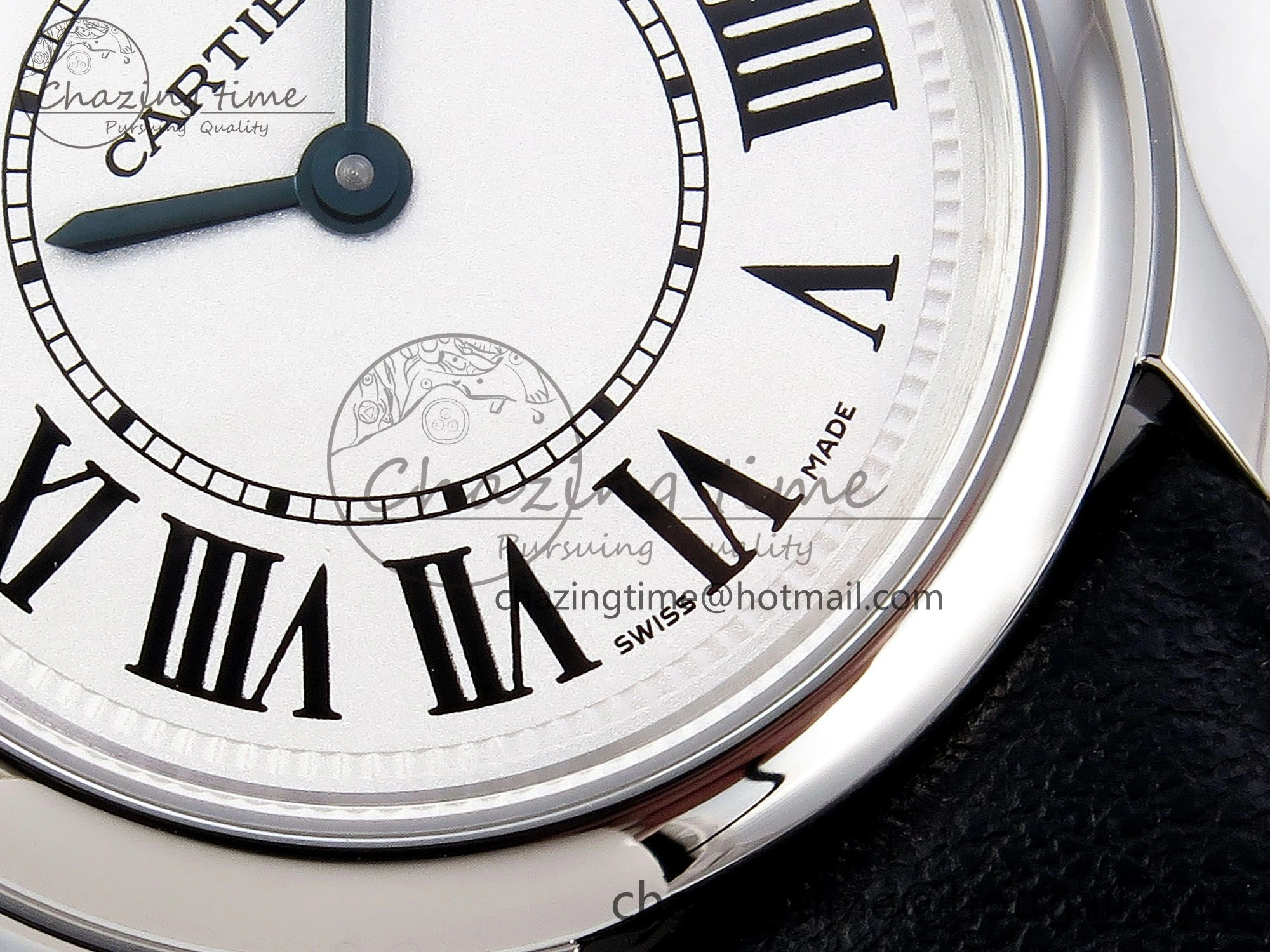 Ronde De Cartier 29mm DRF 1:1 Best Edition Sandblasted Silver-Plated White Dial on Black Leather Strap Ronda Quartz