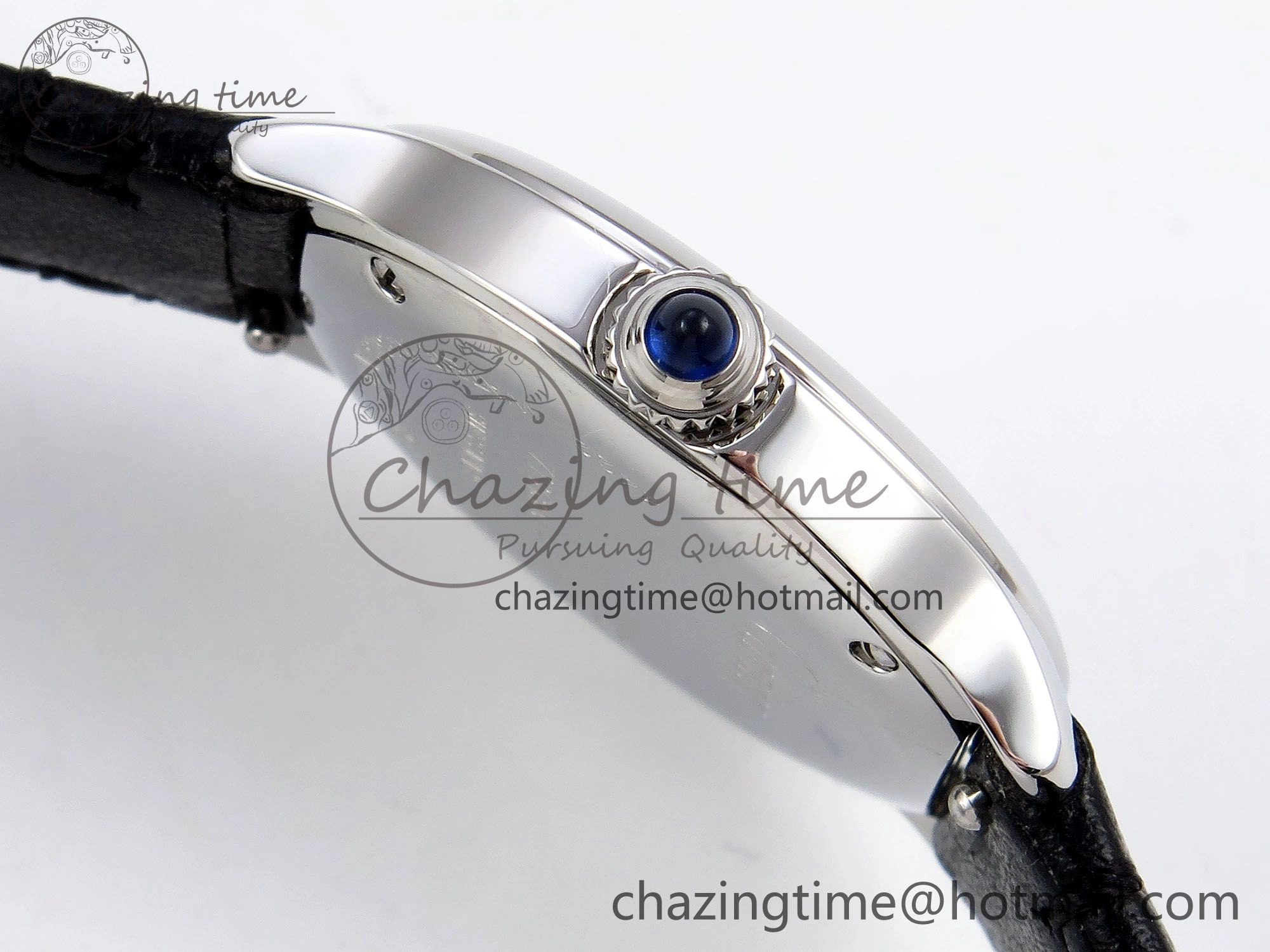 Ronde De Cartier 29mm DRF 1:1 Best Edition Sandblasted Silver-Plated White Dial on Black Leather Strap Ronda Quartz