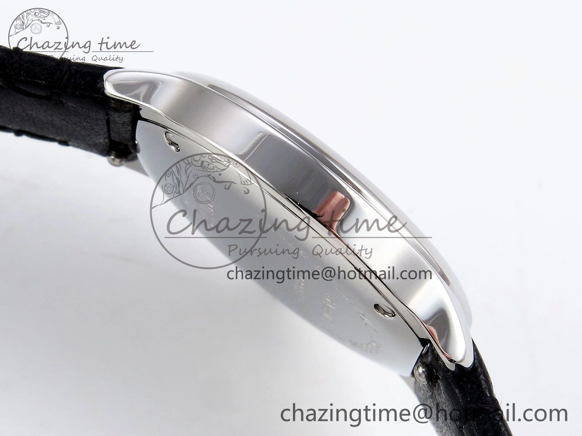 Ronde De Cartier 29mm DRF 1:1 Best Edition Sandblasted Silver-Plated White Dial on Black Leather Strap Ronda Quartz