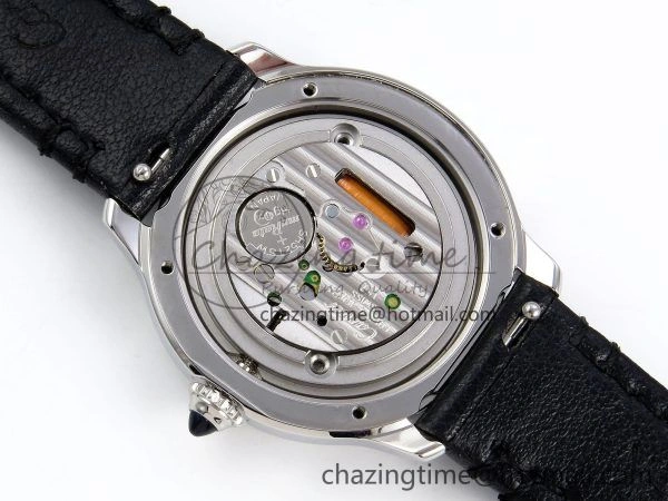 Ronde De Cartier 29mm DRF 1:1 Best Edition Sandblasted Silver-Plated White Dial on Black Leather Strap Ronda Quartz