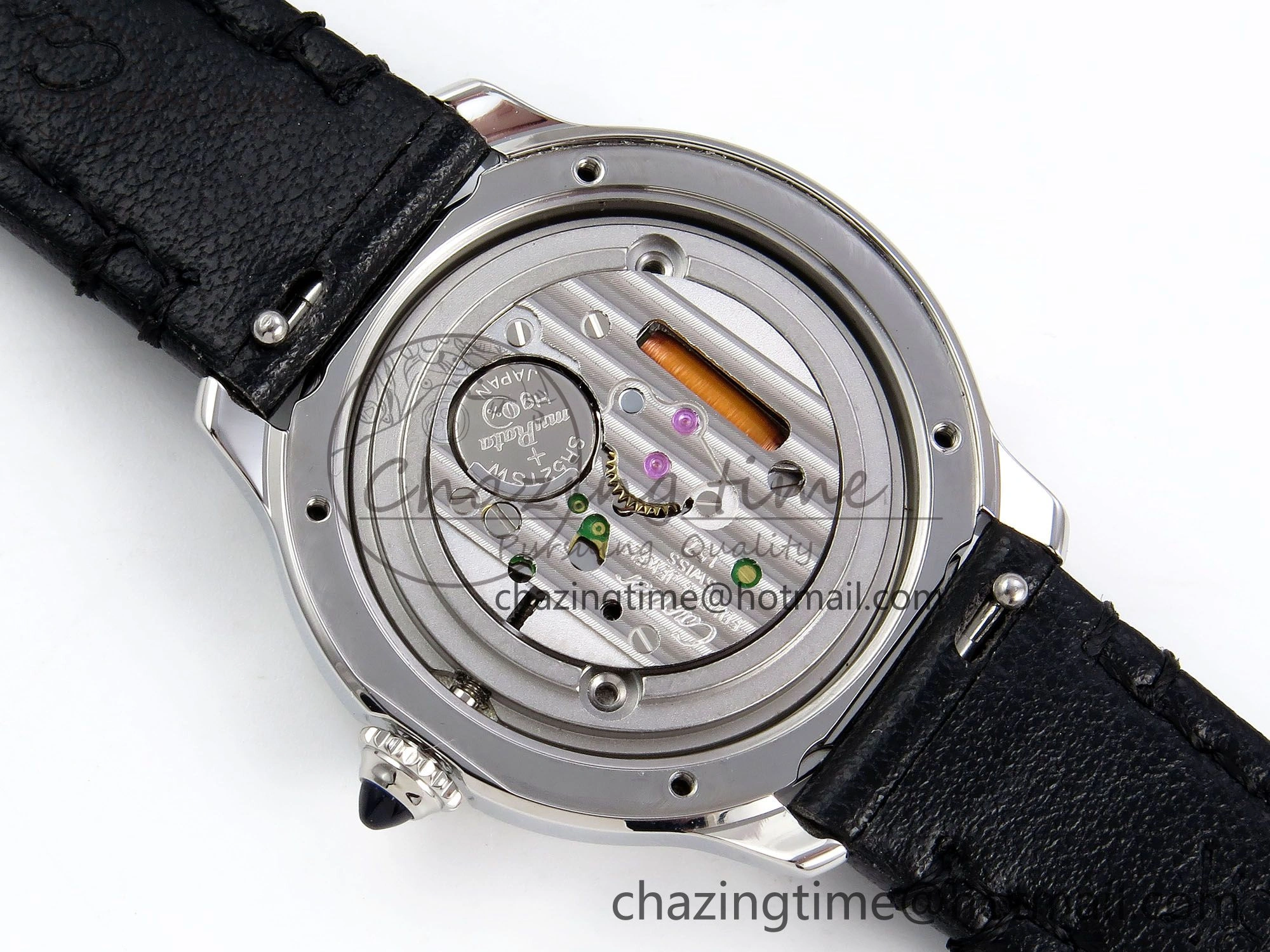 Ronde De Cartier 29mm DRF 1:1 Best Edition Sandblasted Silver-Plated White Dial on Black Leather Strap Ronda Quartz
