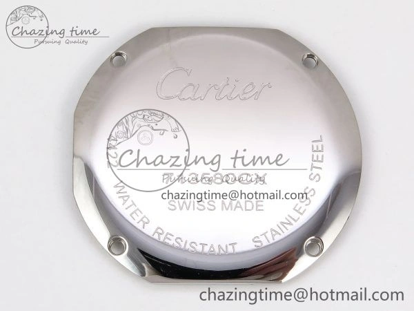 Ronde De Cartier 29mm DRF 1:1 Best Edition Sandblasted Silver-Plated White Dial on Black Leather Strap Ronda Quartz