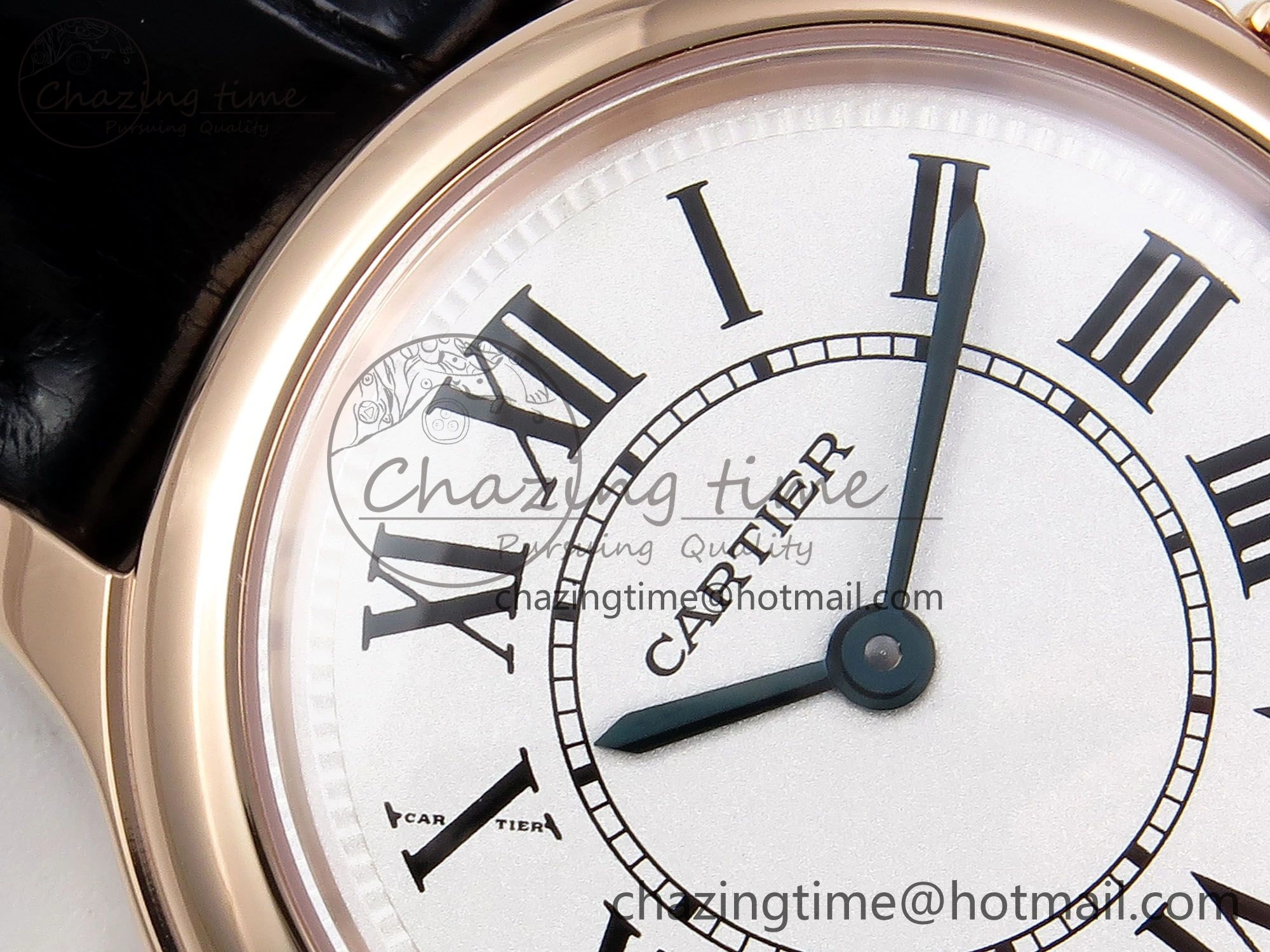Ronde De Cartier 29mm RG DRF 1:1 Best Edition Sandblasted Silver-Plated White Dial on Black Leather Strap Ronda Quartz