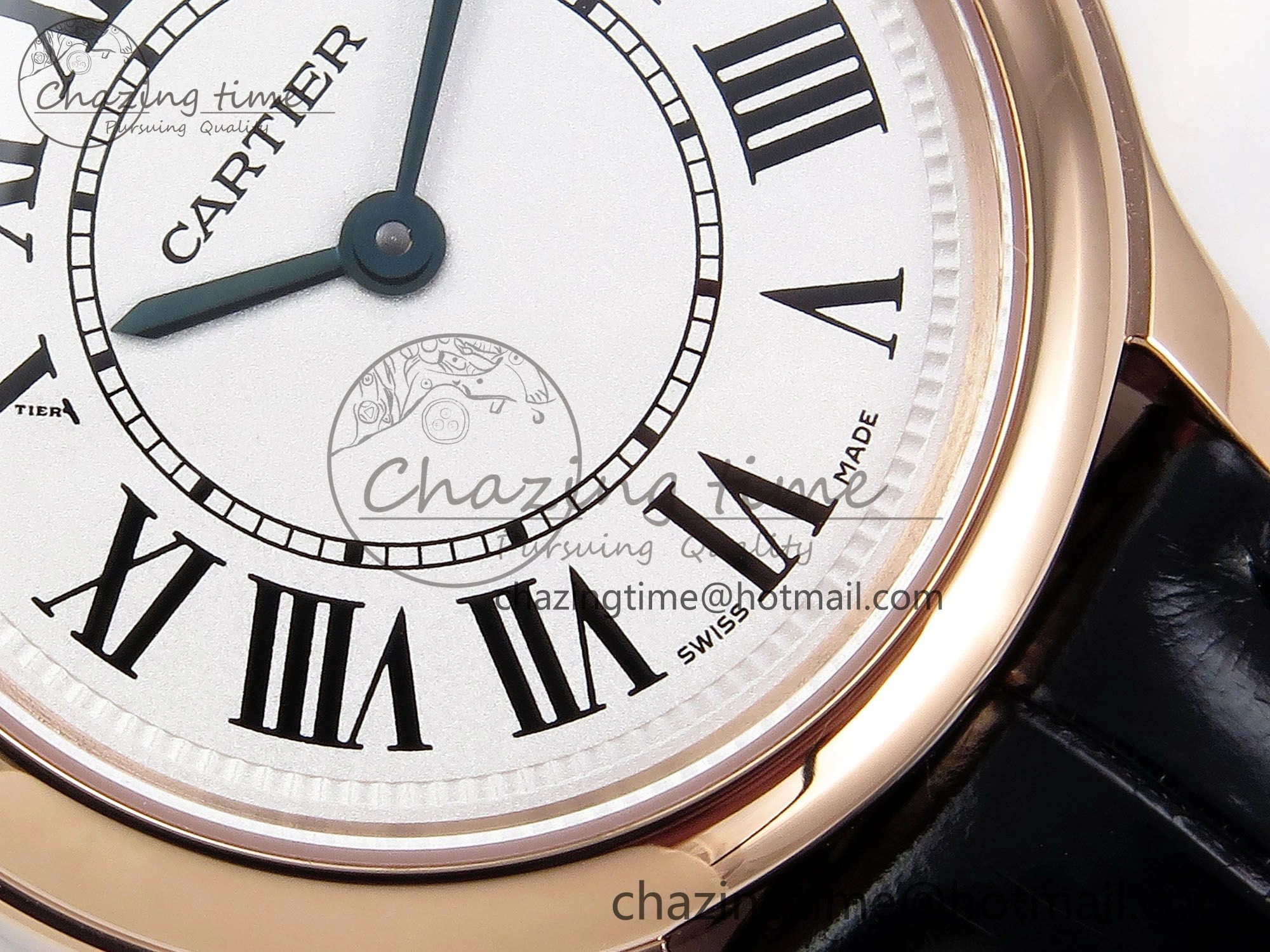 Ronde De Cartier 29mm RG DRF 1:1 Best Edition Sandblasted Silver-Plated White Dial on Black Leather Strap Ronda Quartz