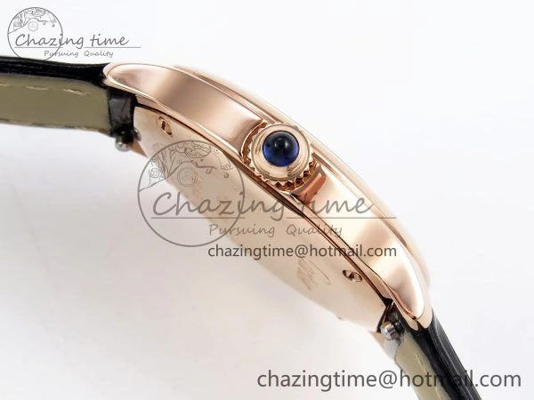 Ronde De Cartier 29mm RG DRF 1:1 Best Edition Sandblasted Silver-Plated White Dial on Black Leather Strap Ronda Quartz