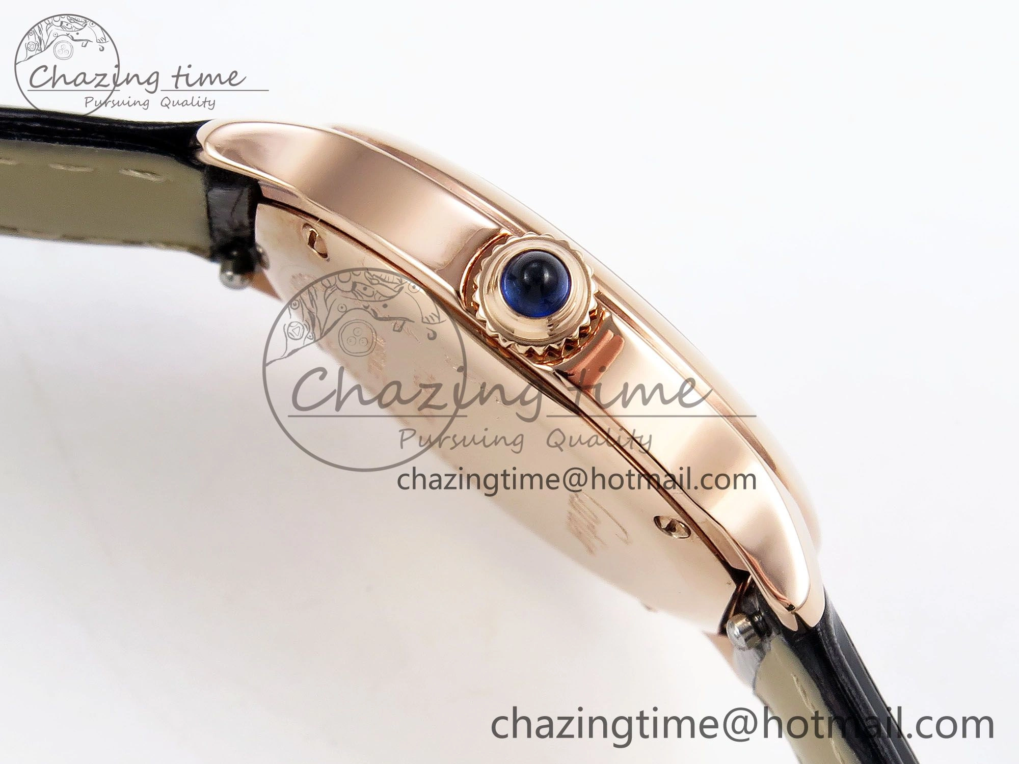 Ronde De Cartier 29mm RG DRF 1:1 Best Edition Sandblasted Silver-Plated White Dial on Black Leather Strap Ronda Quartz