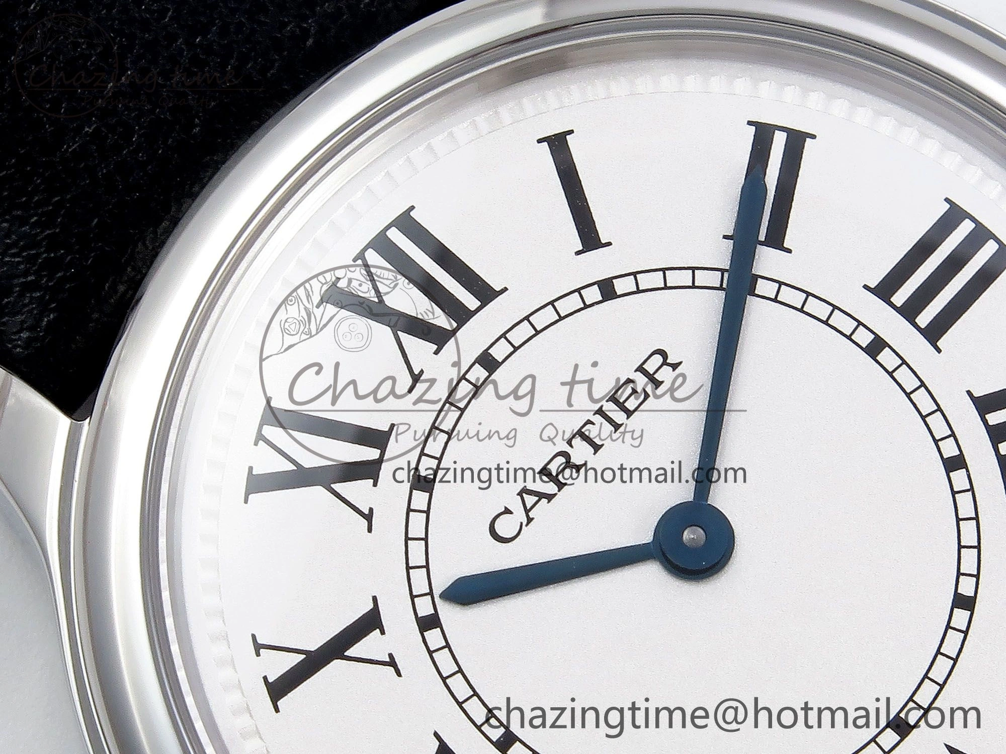 Ronde De Cartier 36mm DRF 1:1 Best Edition Sandblasted Silver-Plated White Dial on Black Leather Strap Ronda Quartz