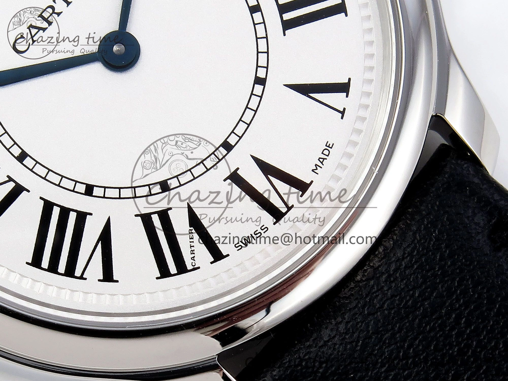 Ronde De Cartier 36mm DRF 1:1 Best Edition Sandblasted Silver-Plated White Dial on Black Leather Strap Ronda Quartz