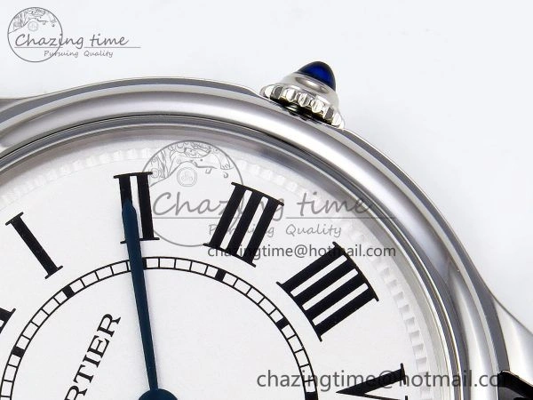 Ronde De Cartier 36mm DRF 1:1 Best Edition Sandblasted Silver-Plated White Dial on Black Leather Strap Ronda Quartz