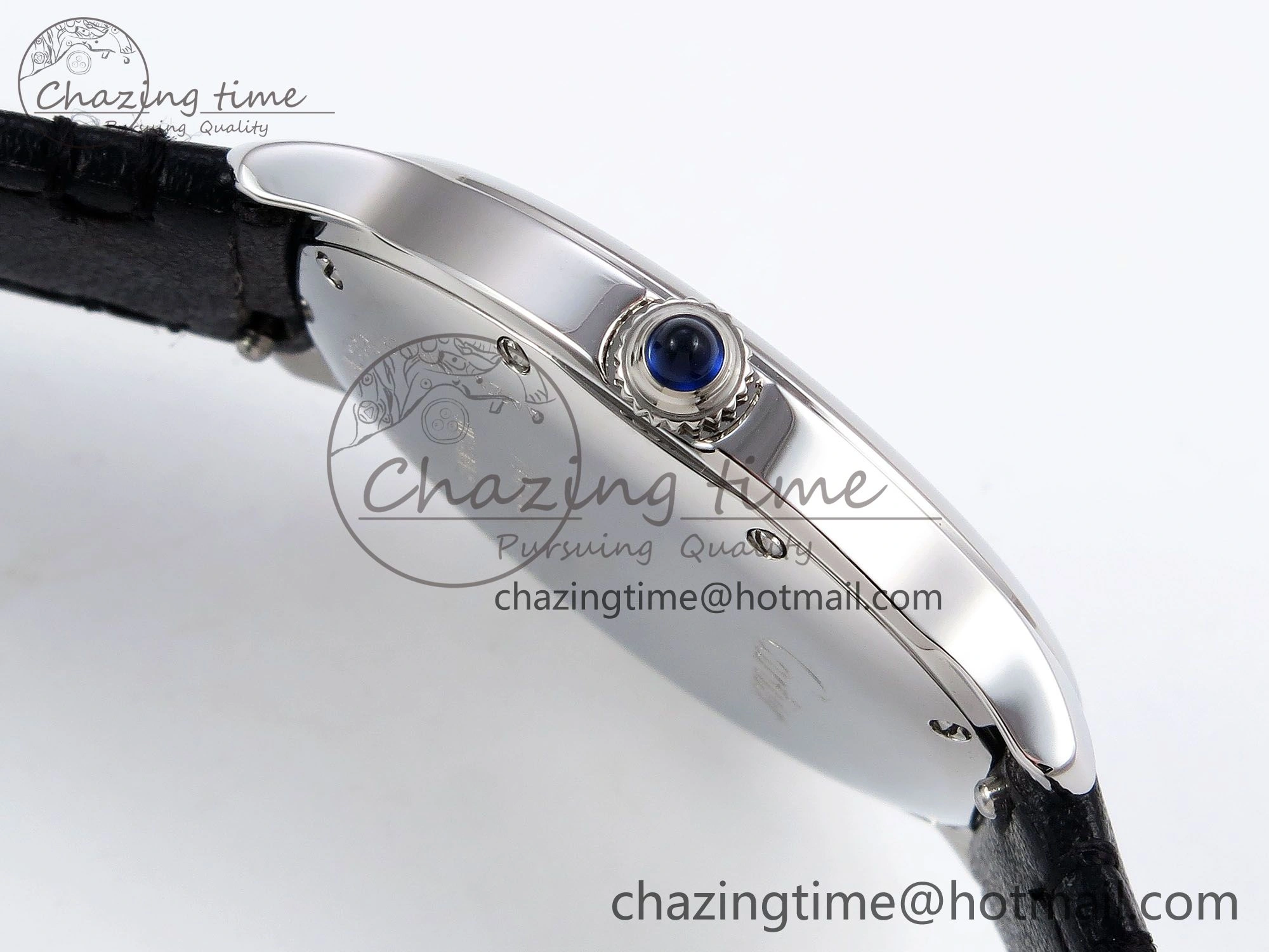 Ronde De Cartier 36mm DRF 1:1 Best Edition Sandblasted Silver-Plated White Dial on Black Leather Strap Ronda Quartz
