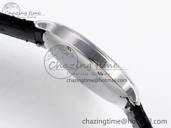 Ronde De Cartier 36mm DRF 1:1 Best Edition Sandblasted Silver-Plated White Dial on Black Leather Strap Ronda Quartz
