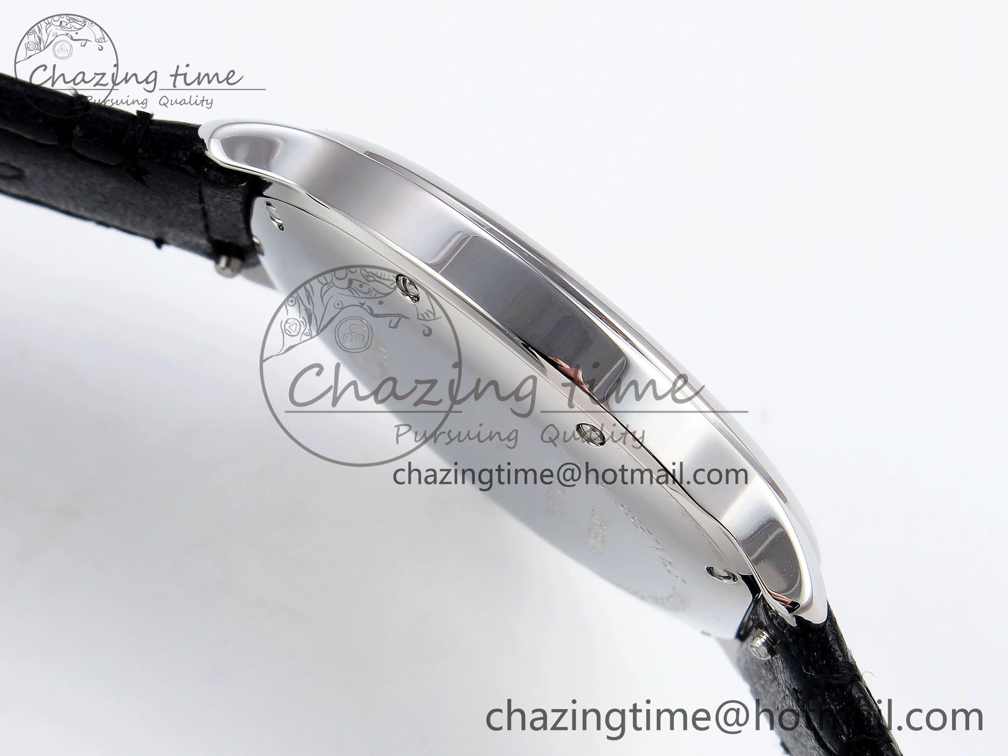 Ronde De Cartier 36mm DRF 1:1 Best Edition Sandblasted Silver-Plated White Dial on Black Leather Strap Ronda Quartz