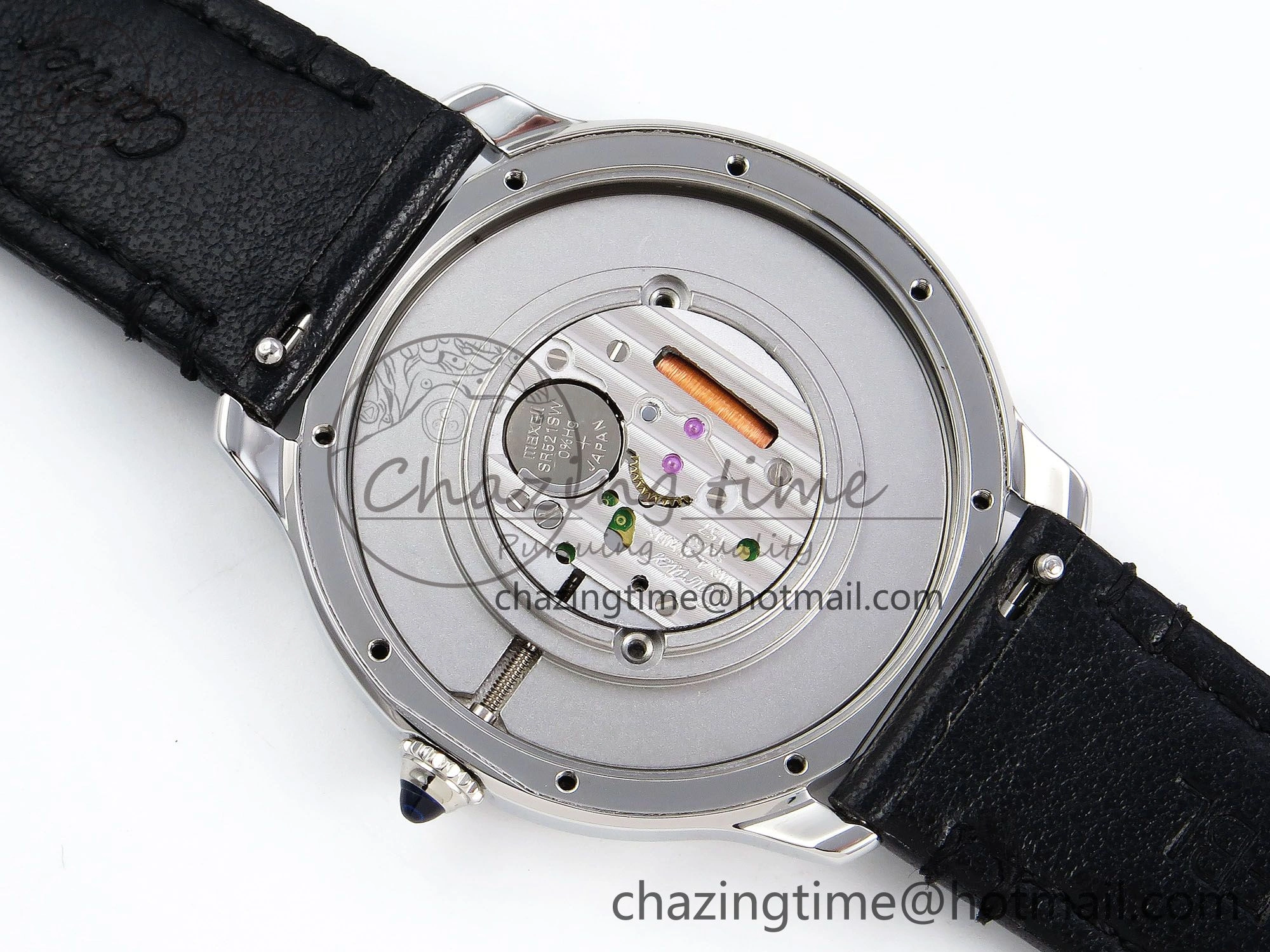 Ronde De Cartier 36mm DRF 1:1 Best Edition Sandblasted Silver-Plated White Dial on Black Leather Strap Ronda Quartz