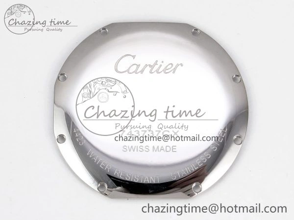 Ronde De Cartier 36mm DRF 1:1 Best Edition Sandblasted Silver-Plated White Dial on Black Leather Strap Ronda Quartz