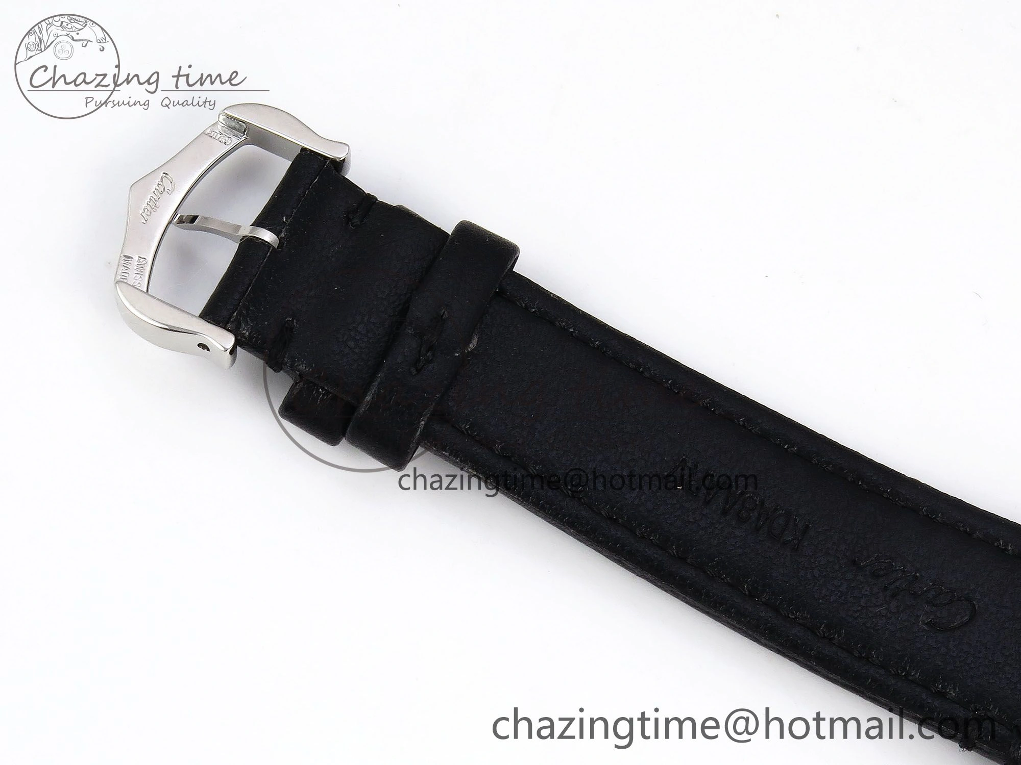 Ronde De Cartier 36mm DRF 1:1 Best Edition Sandblasted Silver-Plated White Dial on Black Leather Strap Ronda Quartz