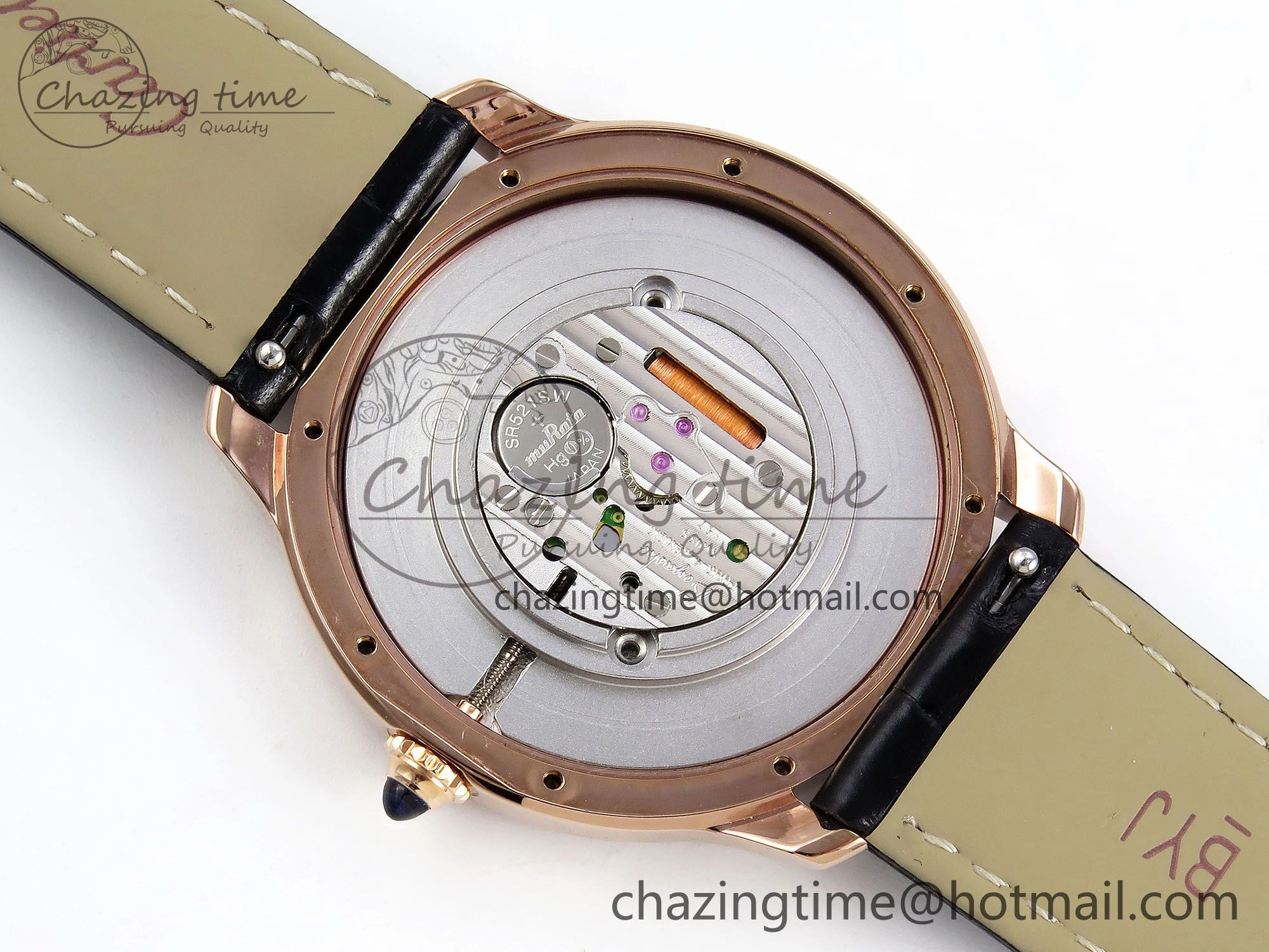 Ronde De Cartier 36mm RG DRF 1:1 Best Edition Sandblasted Silver-Plated White Dial on Black Leather Strap Ronda Quartz