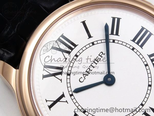 Ronde De Cartier 36mm RG DRF 1:1 Best Edition Sandblasted Silver-Plated White Dial on Black Leather Strap Ronda Quartz