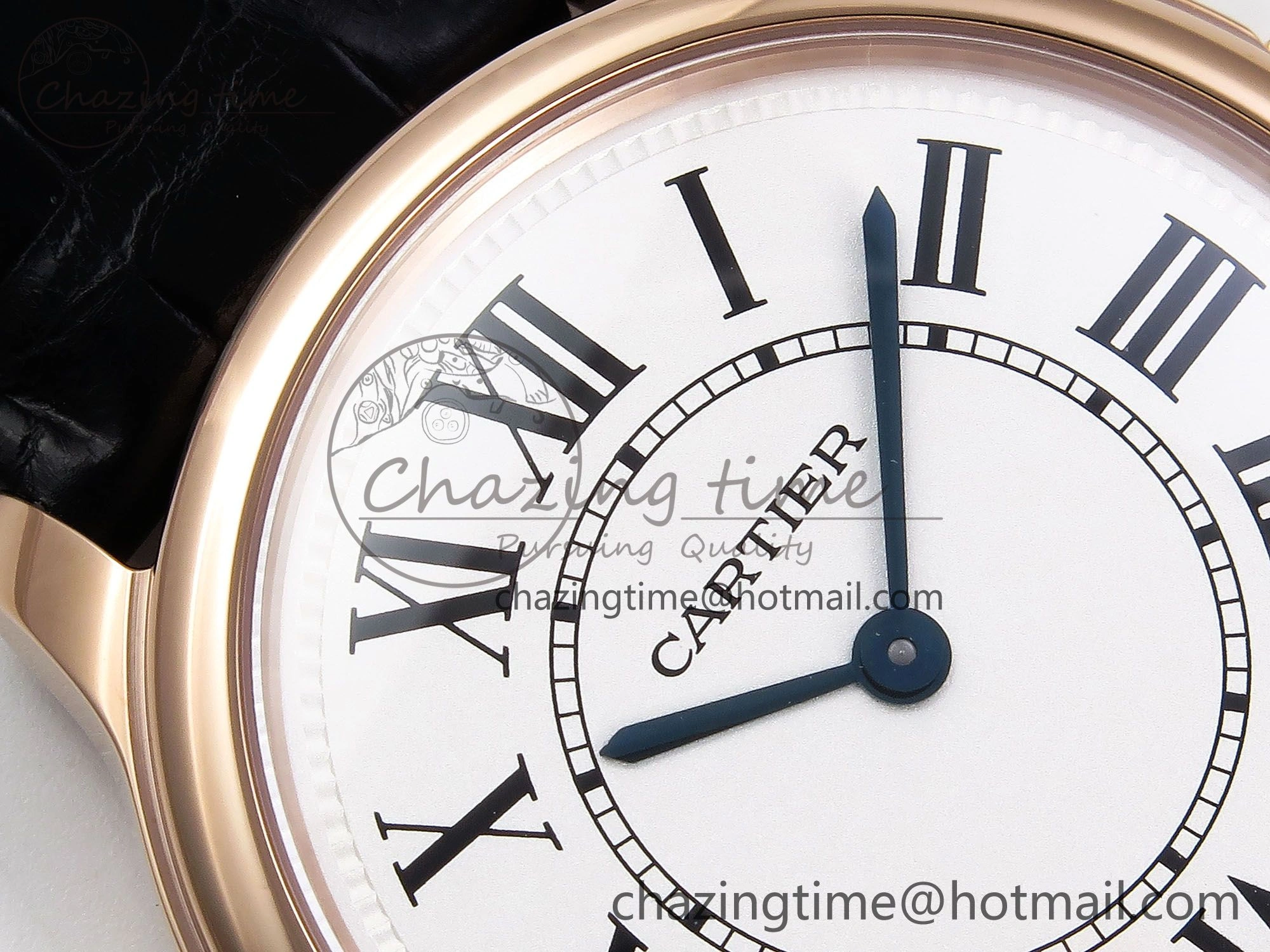 Ronde De Cartier 36mm RG DRF 1:1 Best Edition Sandblasted Silver-Plated White Dial on Black Leather Strap Ronda Quartz
