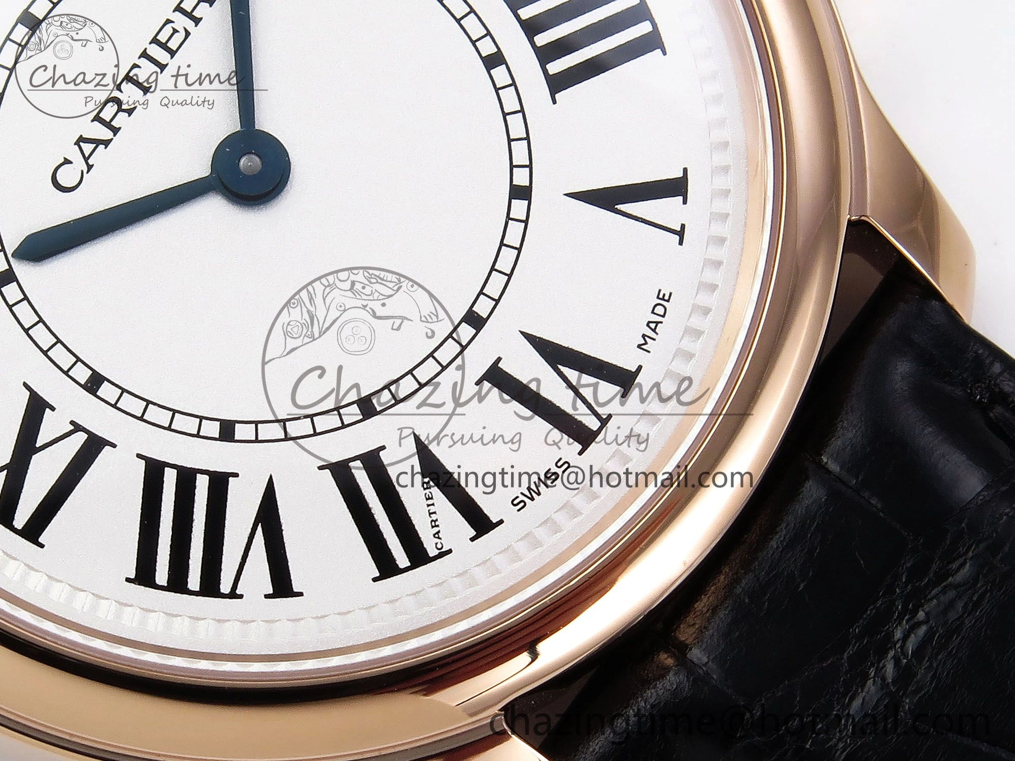 Ronde De Cartier 36mm RG DRF 1:1 Best Edition Sandblasted Silver-Plated White Dial on Black Leather Strap Ronda Quartz