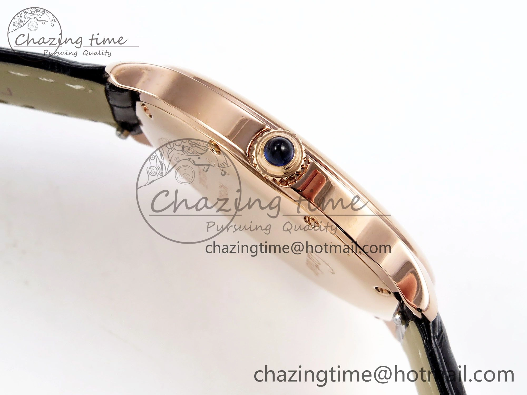 Ronde De Cartier 36mm RG DRF 1:1 Best Edition Sandblasted Silver-Plated White Dial on Black Leather Strap Ronda Quartz