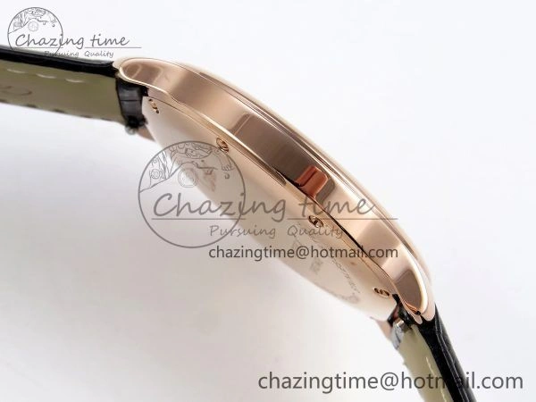 Ronde De Cartier 36mm RG DRF 1:1 Best Edition Sandblasted Silver-Plated White Dial on Black Leather Strap Ronda Quartz