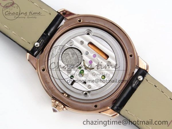 Ronde Louis Cartier 29mm RG DRF 1:1 Best Edition Sandblasted Beige Dial Diamonds Bezel on Black Leather Strap Ronda Quartz