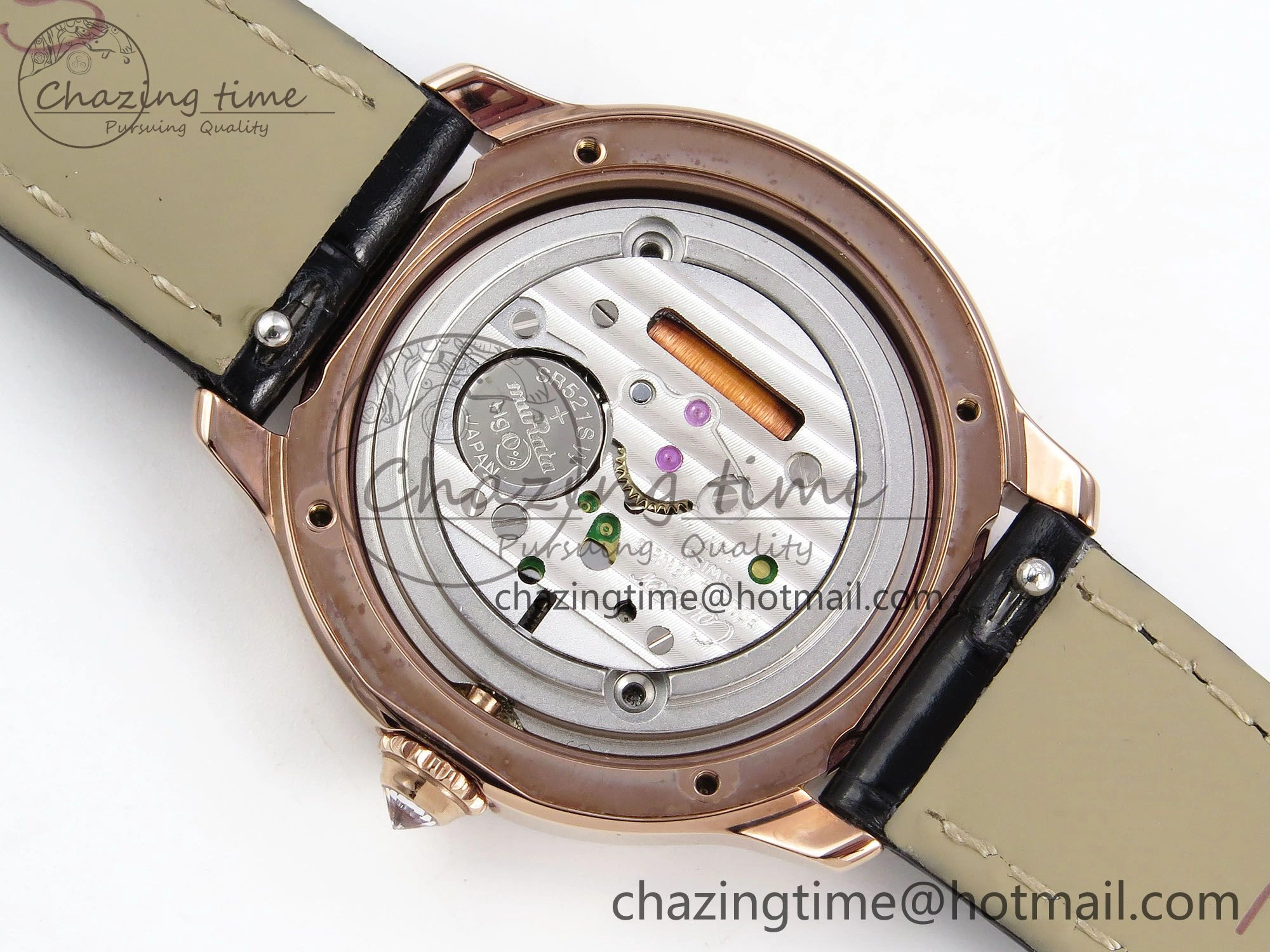 Ronde Louis Cartier 29mm RG DRF 1:1 Best Edition Sandblasted Beige Dial Diamonds Bezel on Black Leather Strap Ronda Quartz