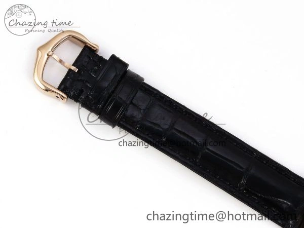 Ronde Louis Cartier 29mm RG DRF 1:1 Best Edition Sandblasted Beige Dial Diamonds Bezel on Black Leather Strap Ronda Quartz