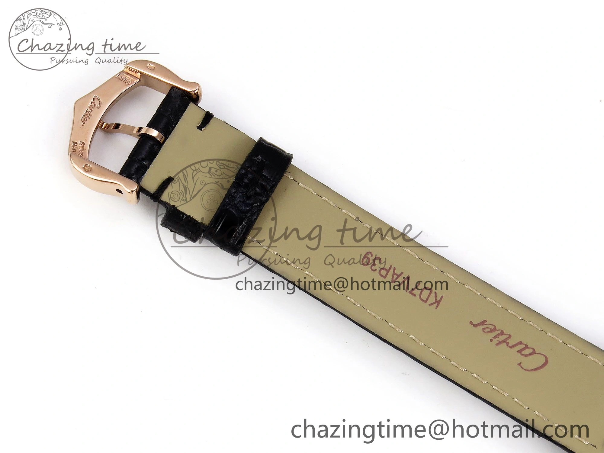 Ronde Louis Cartier 29mm RG DRF 1:1 Best Edition Sandblasted Beige Dial Diamonds Bezel on Black Leather Strap Ronda Quartz