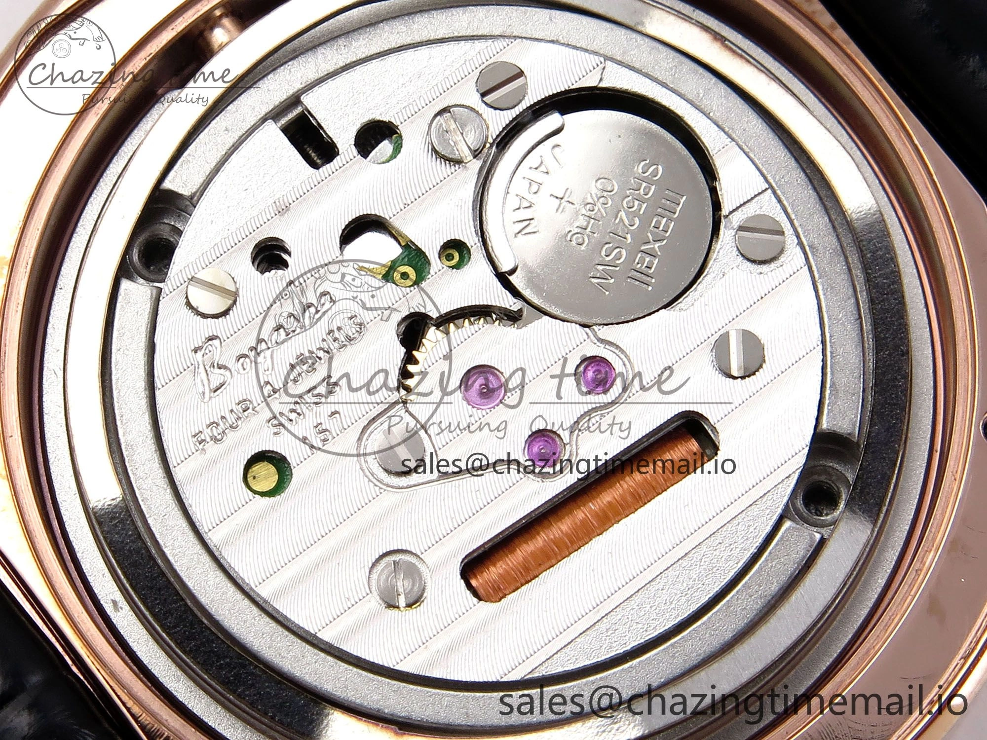 Ronde Louis Cartier 29mm RG DRF 1:1 Best Edition Sandblasted Beige Dial Diamonds Bezel on Blue Leather Strap Ronda Quartz